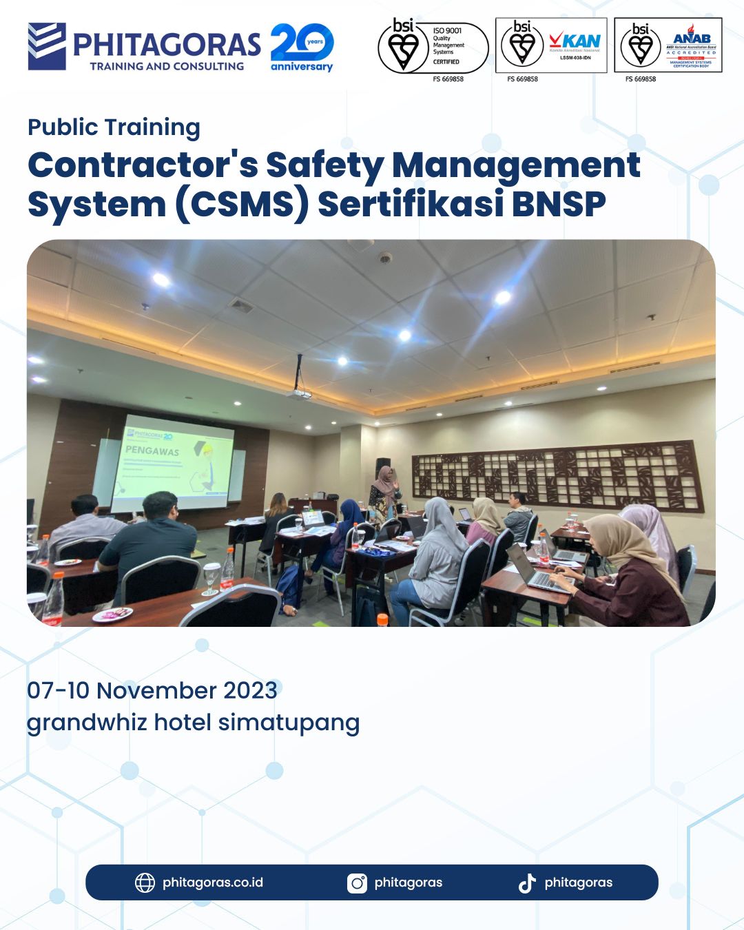 Public Training Contractor's Safety Management System (CSMS) Sertifikasi BNSP