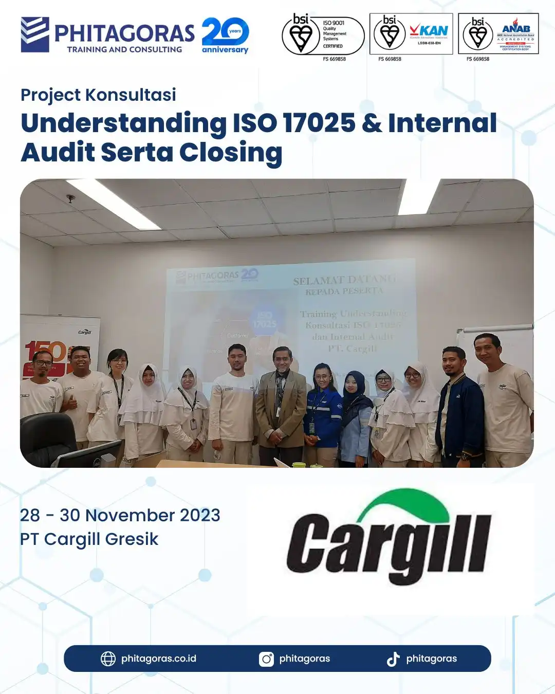 Proyek Konsultasi Understanding ISO 17025 & Internal Audit serta Closing - PT Cargill Gresik