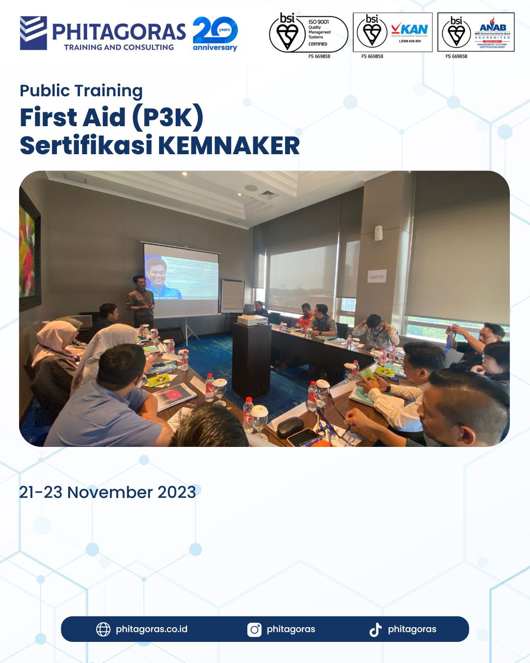 Public Training First Aid (P3K) Sertifikasi KEMNAKER 21 - 23 November 2023