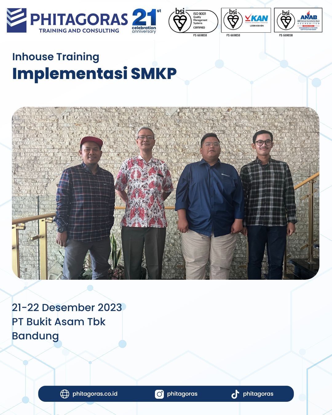 Inhouse Training Implementasi SMKP - PT Bukit Asam Tbk Bandung