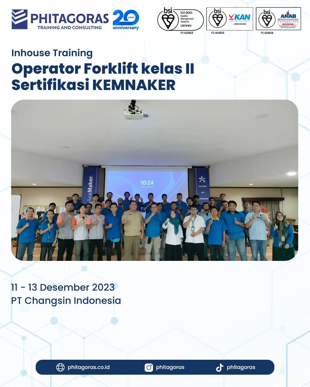 Inhouse Training Operator Forklift kelas II Sertifikasi KEMNAKER - PT Changsin Indonesia
