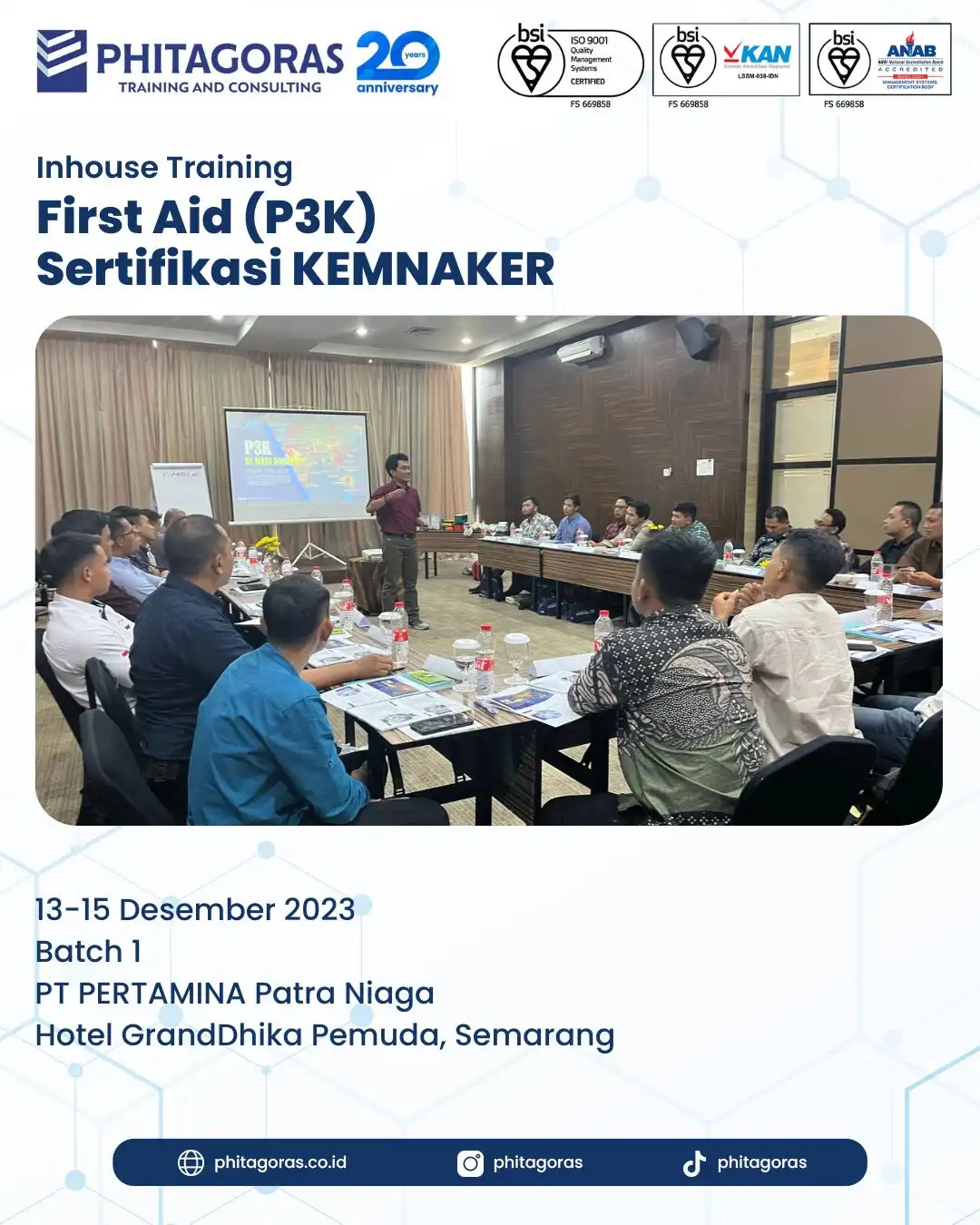 Inhouse Training First Aid (P3K) Sertifikasi KEMNAKER - PT PERTAMINA Patra Niaga Batch 1