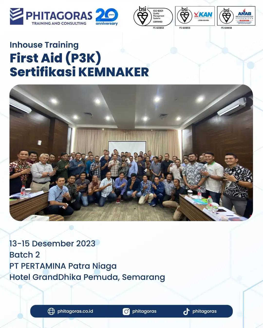 Inhouse Training First Aid (P3K) Sertifikasi KEMNAKER - PT PERTAMINA Patra Niaga Batch 2