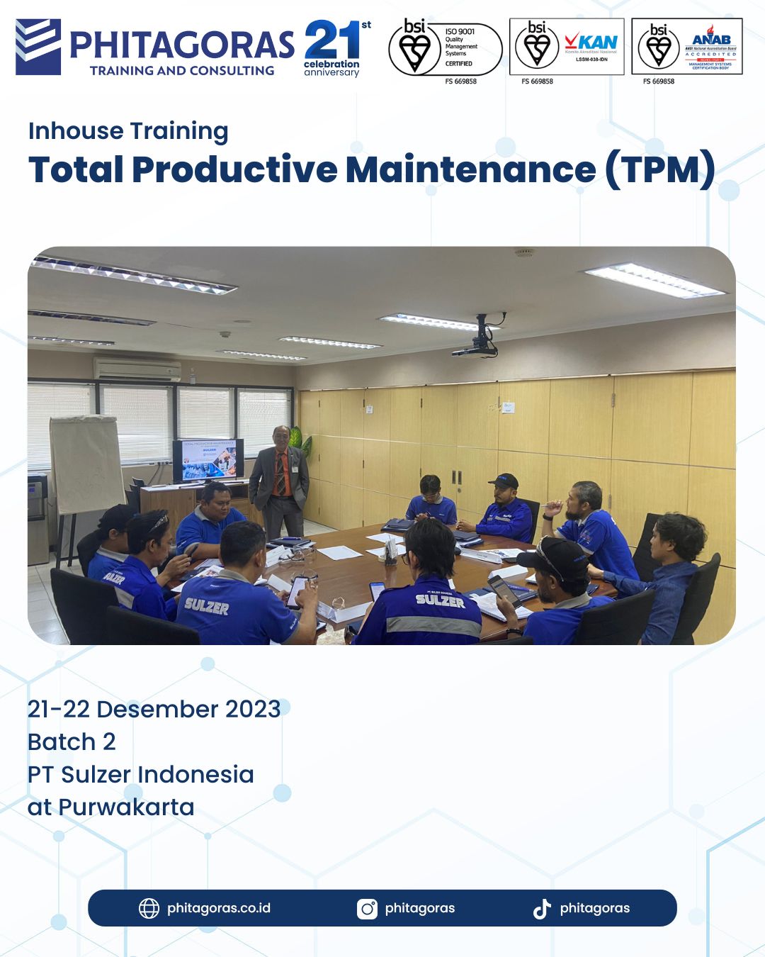 Inhouse Training Total Productive Maintenance (TPM) - PT Sulzer Indonesia Batch 2