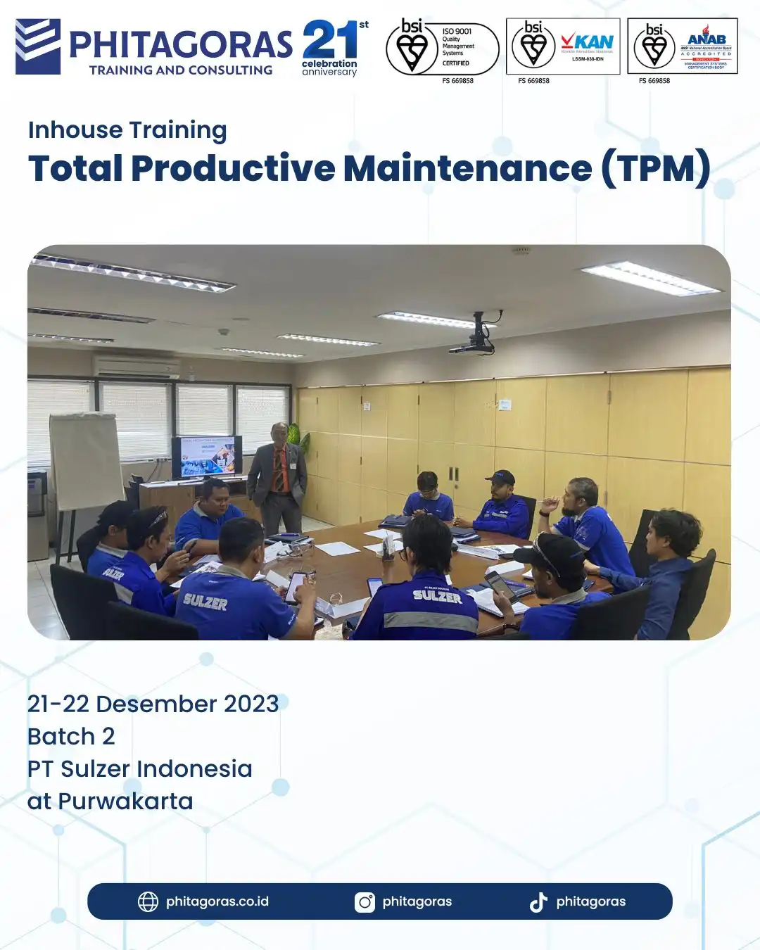 Inhouse Training Total Productive Maintenance (TPM) - PT Sulzer Indonesia Batch 2