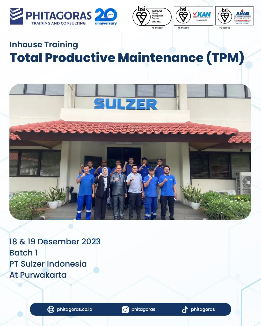 Training Total Productive Maintenance (TPM) - PT Sulzer Indonesia Batch 1