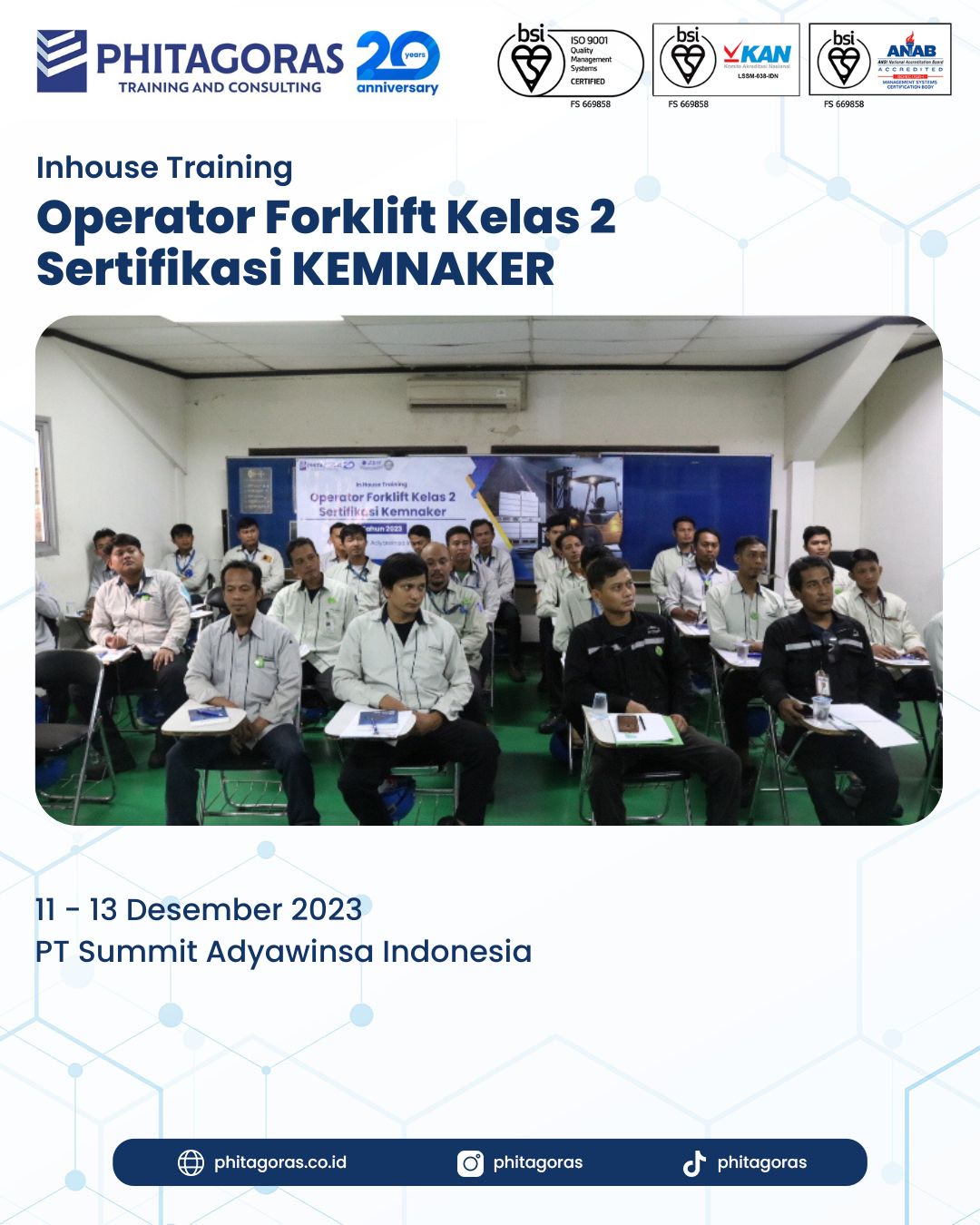 Inhouse Training Operator Forklift Kelas 2 Sertifikasi KEMNAKER - PT Summit Adyawinsa Indonesia