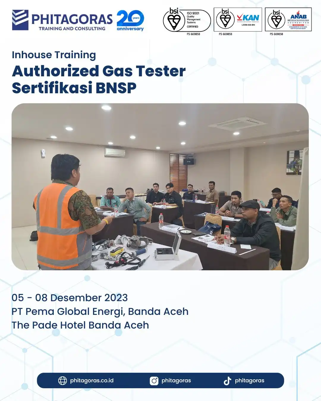 Inhouse Training Authorized Gas Tester Sertifikasi BNSP - PT Pema Global Energi di Banda Aceh