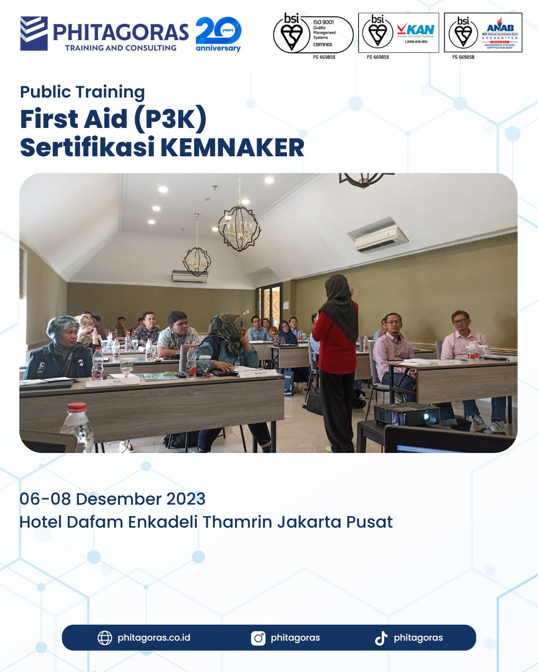 Public Training First Aid (P3K) Sertifikasi KEMNAKER di Hotel Dafam Enkadeli Thamrin Jakarta Pusat