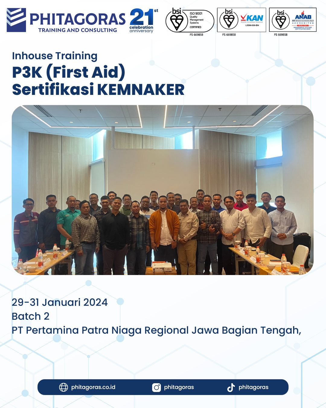Inhouse Training P3K (First Aid) Sertifikasi KEMNAKER - PT Pertamina Patra Niaga Regional Jawa Bagian Tengah Batch 2