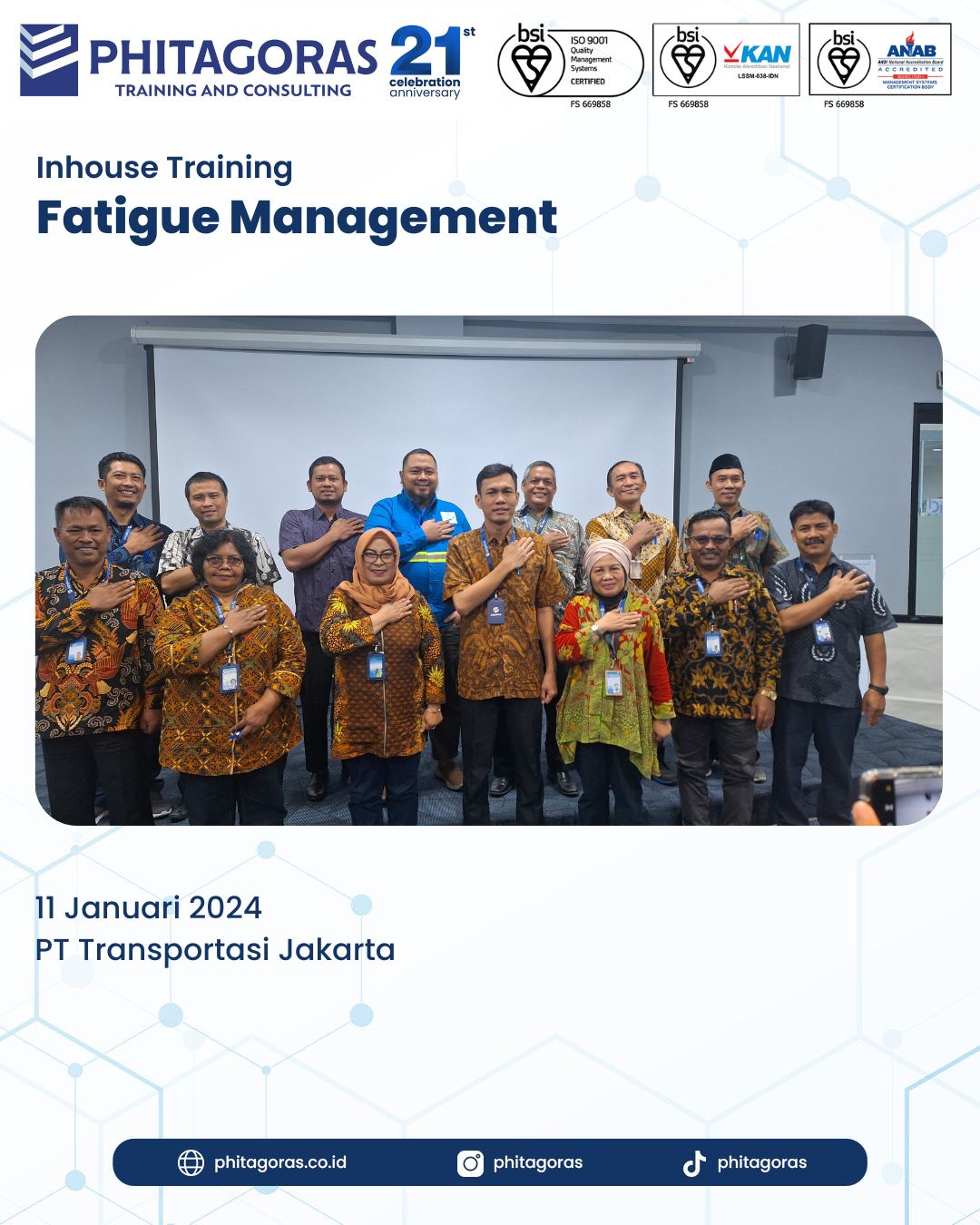 Inhouse Training Fatigue Management - PT Transportasi Jakarta