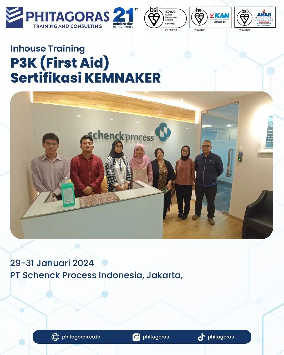 Inhouse Training P3K (First Aid) Sertifikasi KEMNAKER - PT Schenck Process Indonesia, Jakarta