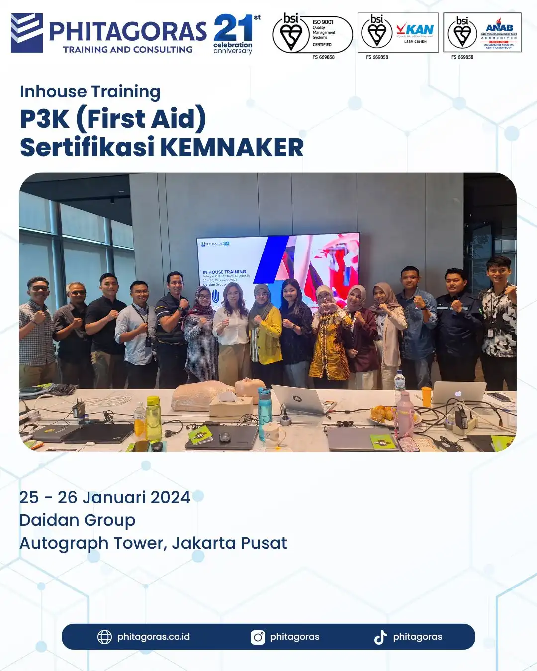 Inhouse Training P3K (First Aid) Sertifikasi KEMNAKER - Daidan Group Autograph Tower di Jakarta Pusat