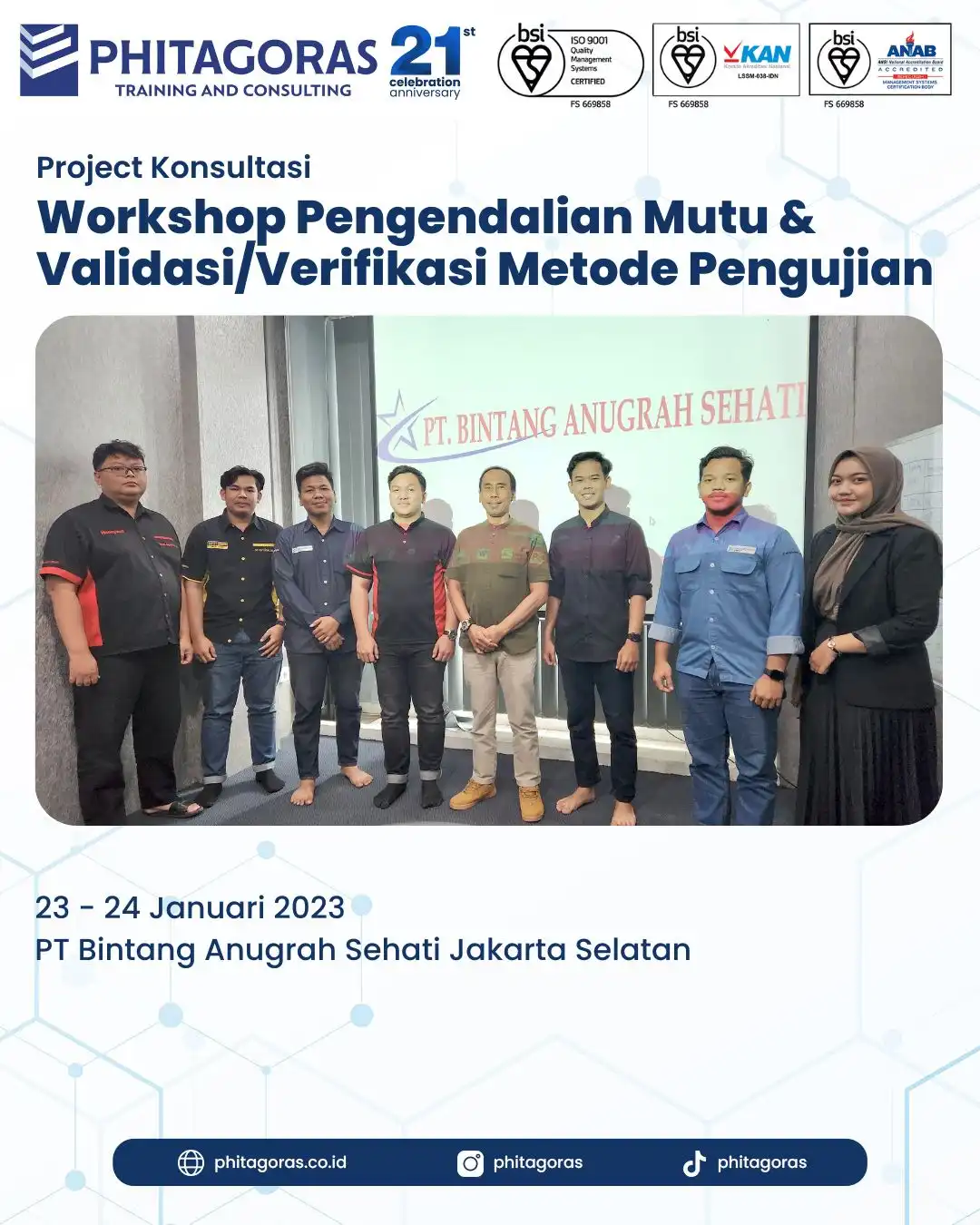 Project Konsultasi Workshop Pengendalian Mutu & Validasi/Verifikasi Metode Pengujian - PT Bintang Anugrah Sehati Jakarta Selatan