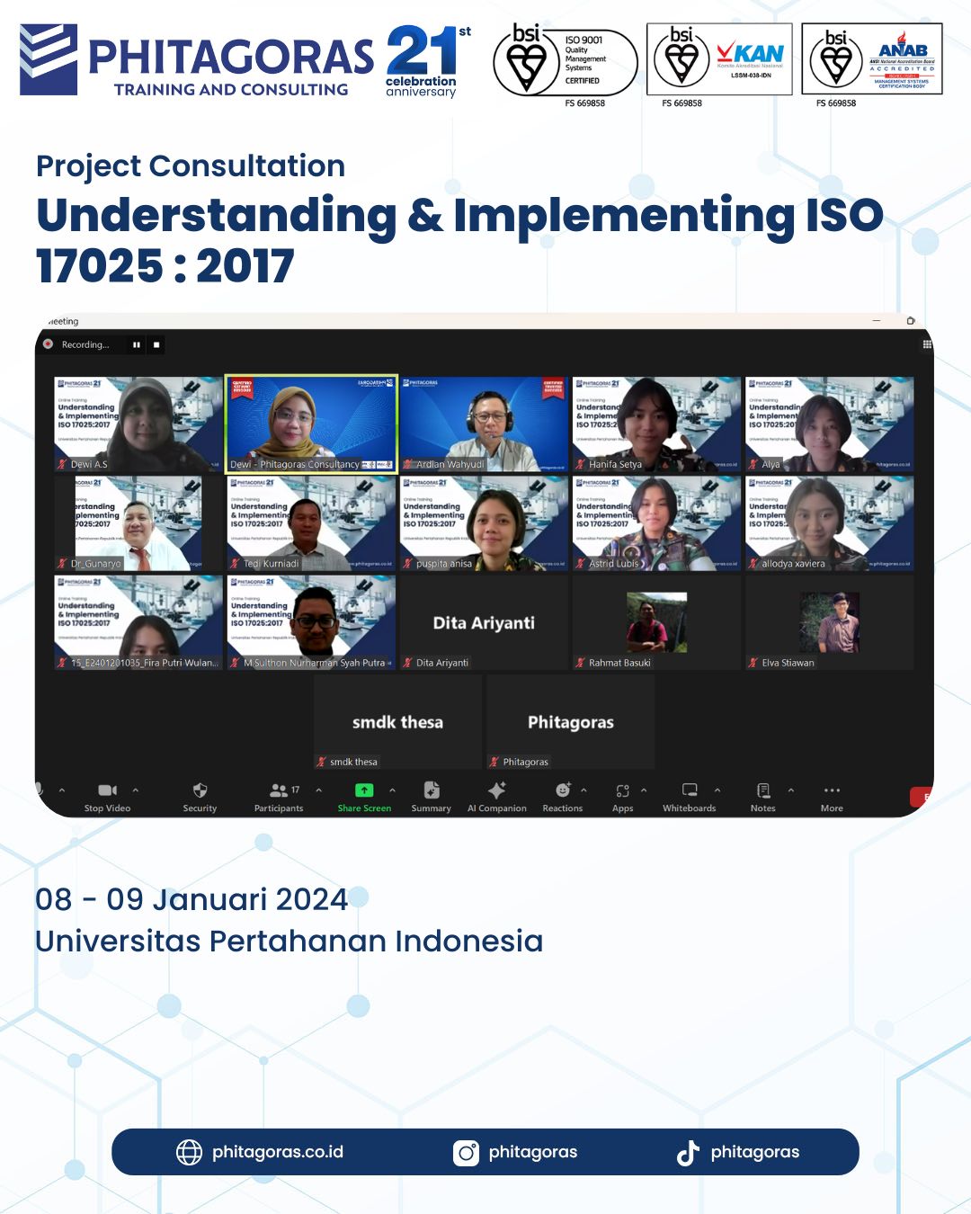 Project Consultation Understanding & Implementing ISO 17025:2017 - Universitas Pertahanan Indonesia