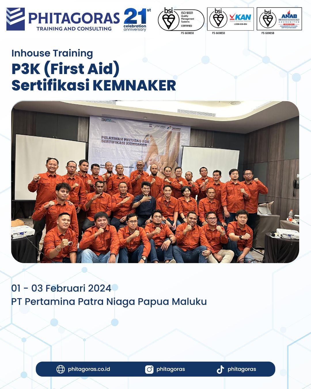 Inhouse Training P3K (First Aid) Sertifikasi KEMNAKER - PT Pertamina Patra Niaga Papua Maluku