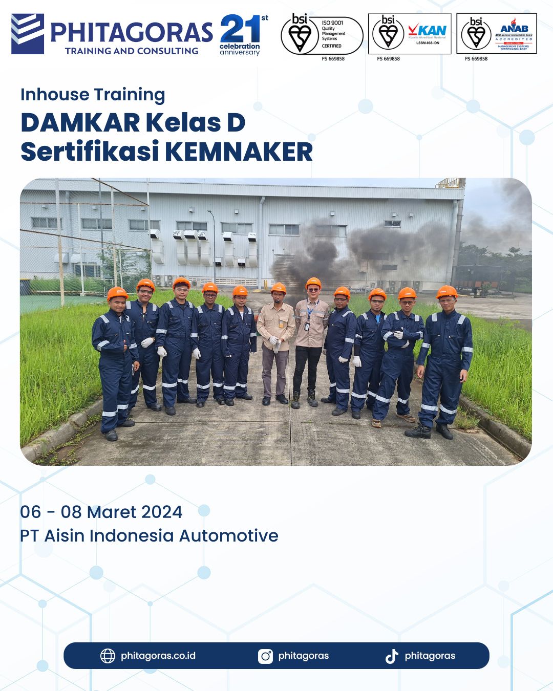 Inhouse Training DAMKAR Kelas D Sertifikasi KEMNAKER - PT Aisin Indonesia Automotive