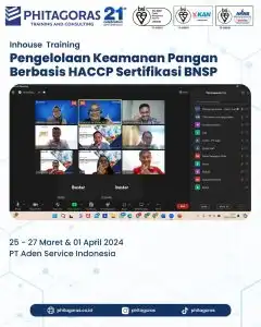 Inhouse Training Pengelolaan Keamanan Pangan Berbasis HACCP Sertifikasi BNSP - PT Aden Service Indonesia