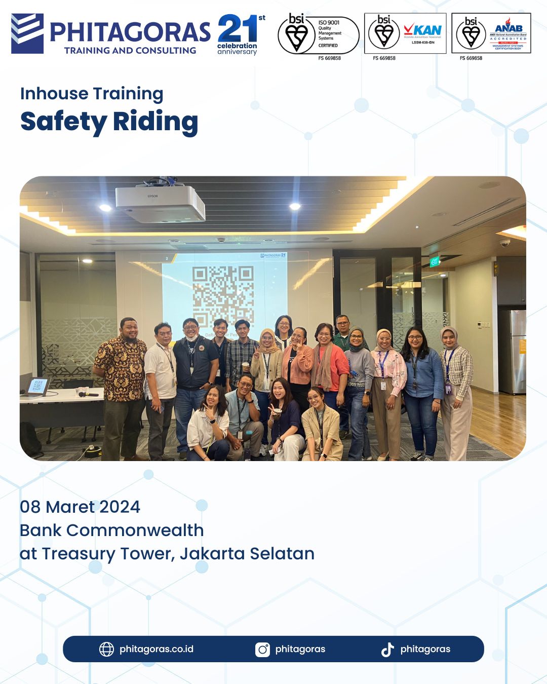 Inhouse Training Safety Riding - Bank Commonwealth di Treasury Tower, Jakarta Selatan