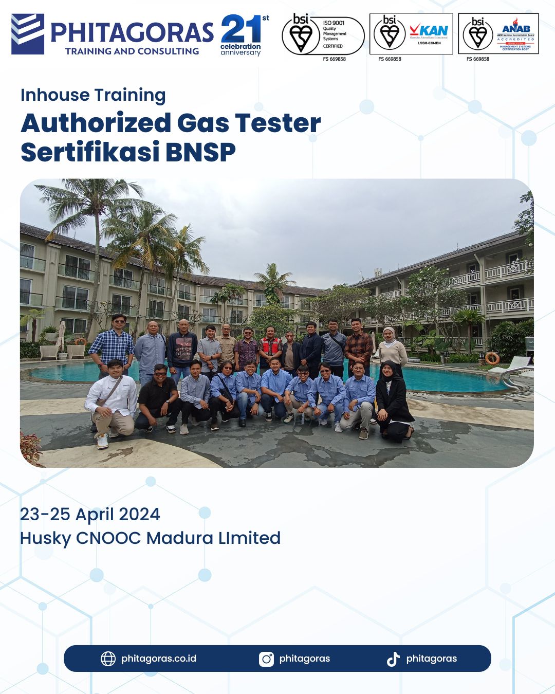 Inhouse Training Authorized Gas Tester Sertifikasi BNSP - Husky CNOOC Madura Limited 23-25 April 2024