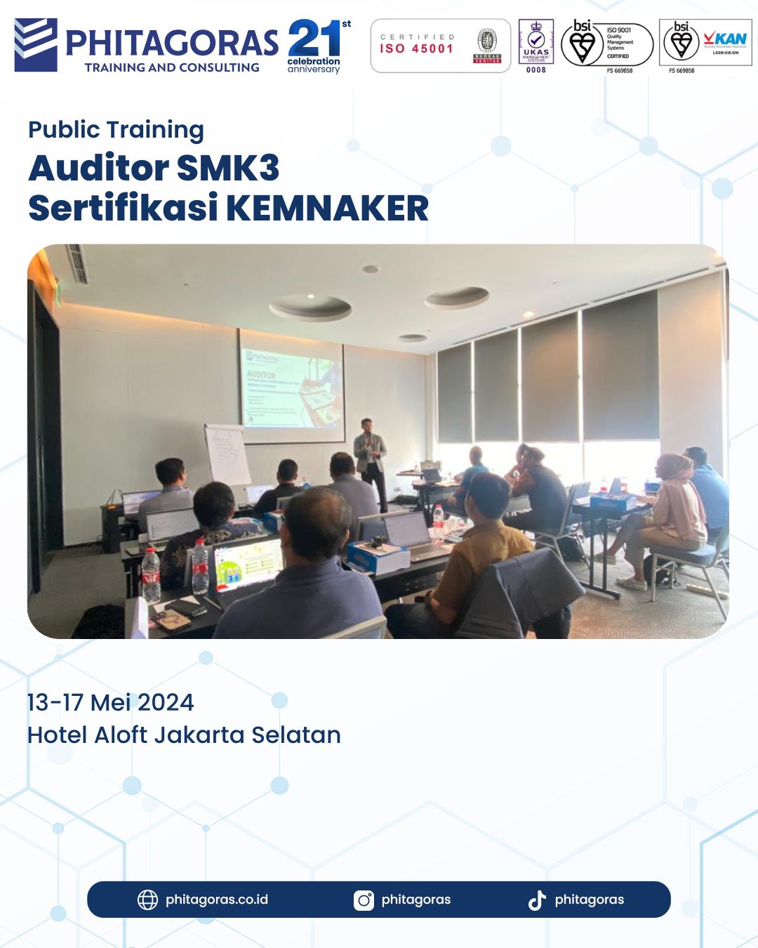 Public Training Auditor SMK3 Sertifikasi KEMNAKER13-17 Mei 2024