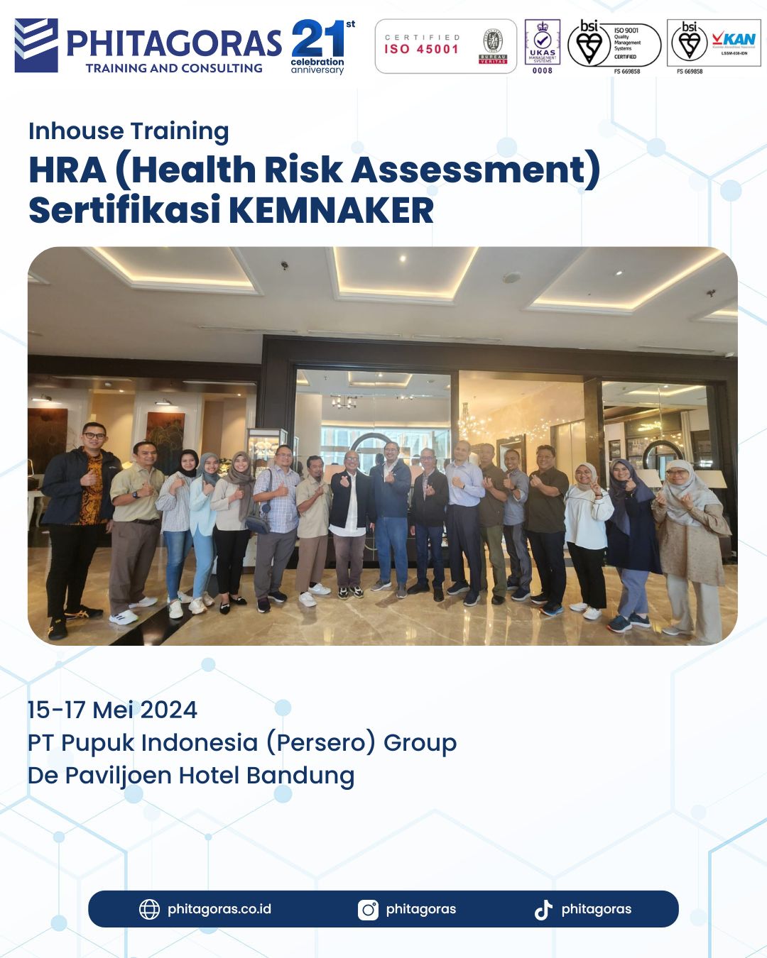 Inhouse Training HRA (Health Risk Assessment) Sertifikasi KEMNAKER - PT Pupuk Indonesia (Persero) Group