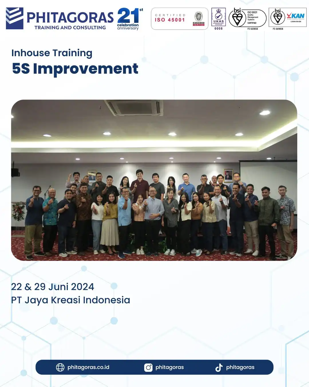 Inhouse Training 5S Improvement - PT Jaya Kreasi Indonesia 22 & 29 Juni 2024