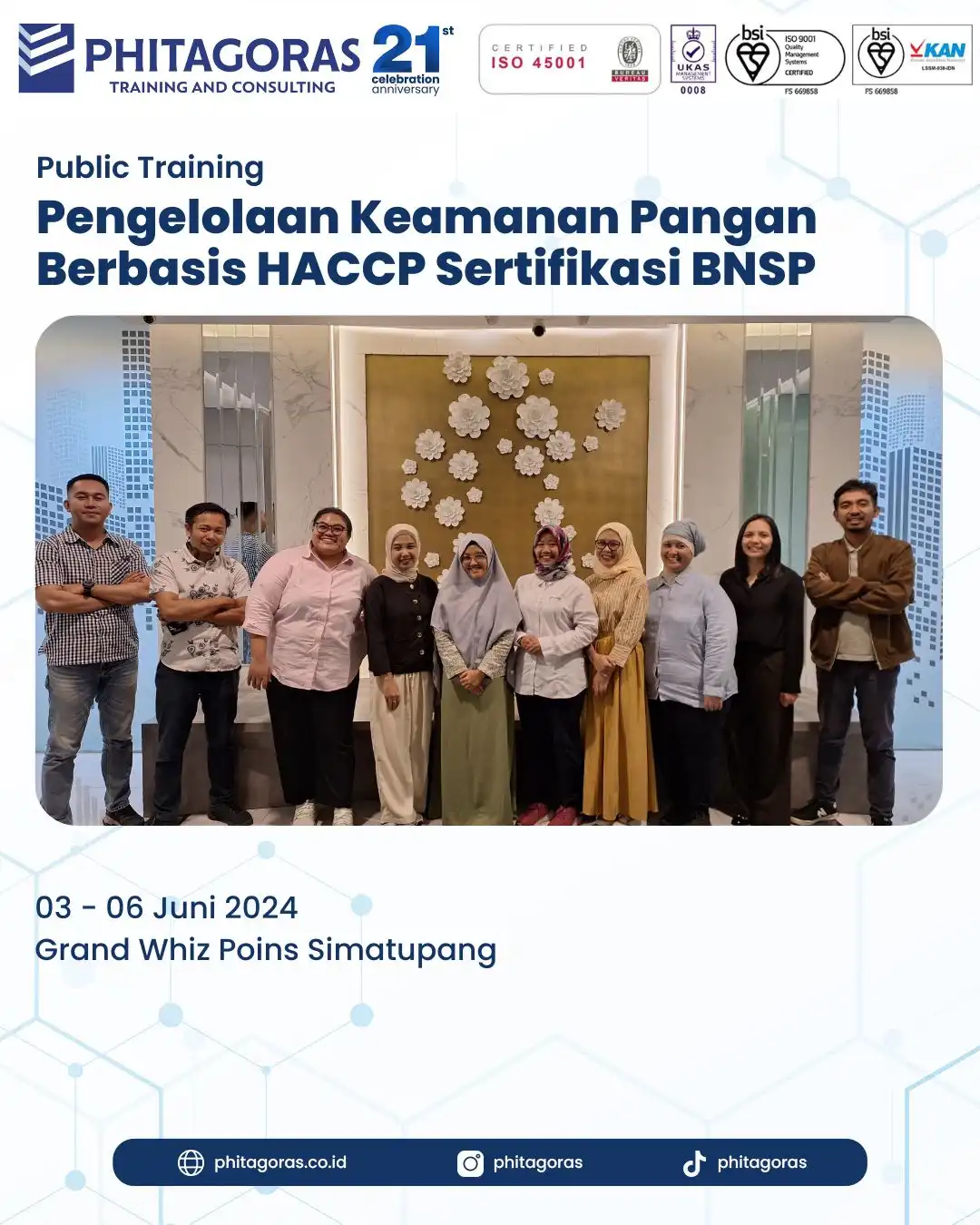 Public Training Pengelolaan Keamanan Pangan Berbasis HACCP Sertifikasi BNSP 03 - 06 Juni 2024