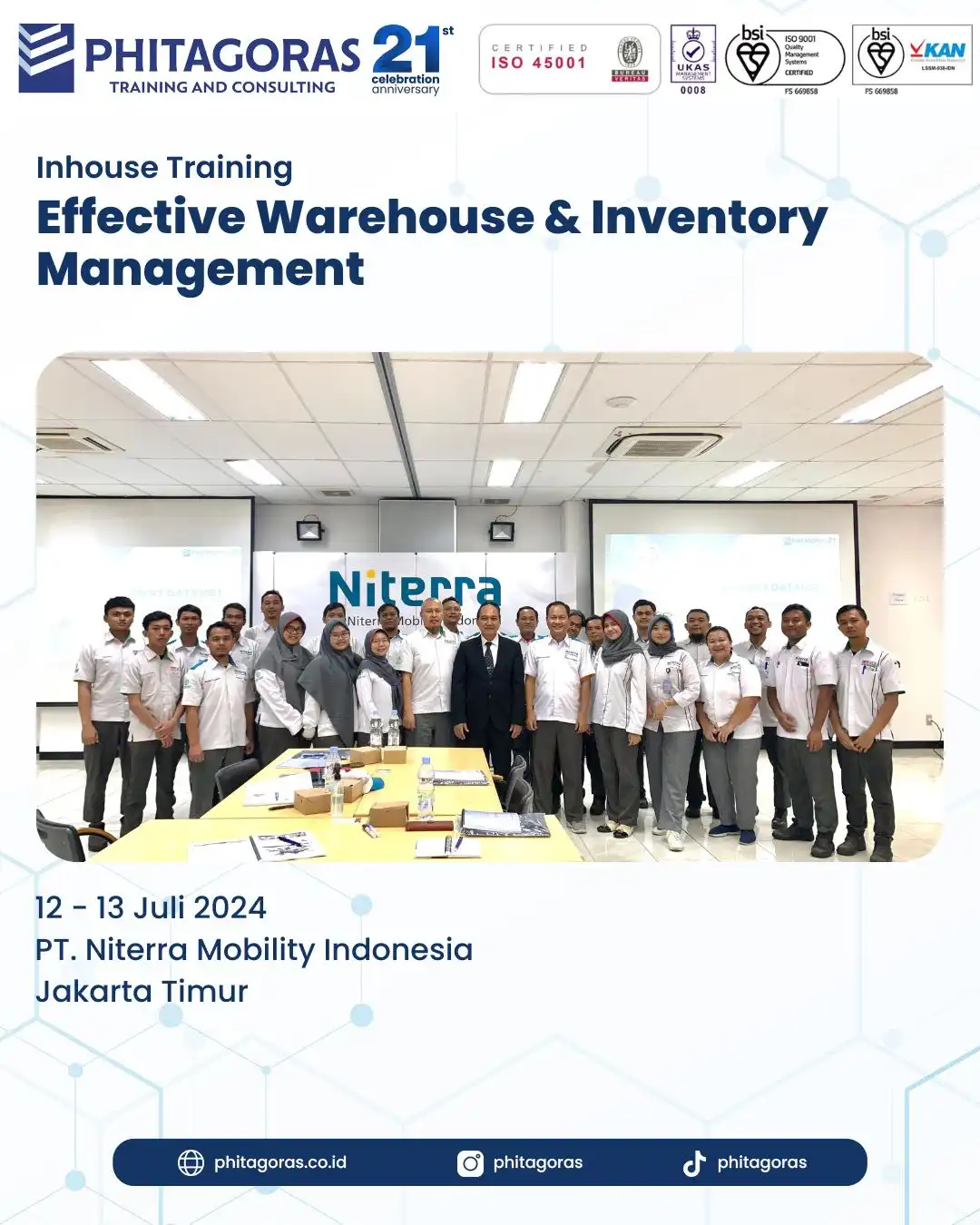 Inhouse Training Effective Warehouse & Inventory Management - PT. Niterra Mobility Indonesia Tanggal 12 - 13 Juli 2024