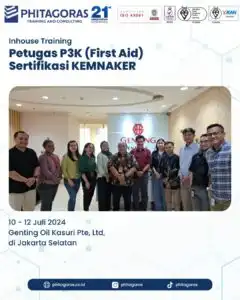 Inhouse Training Petugas P3K (First Aid) Sertifikasi KEMNAKER - Genting Oil Kasuri Pte Ltd Tanggal 10 - 12 Juli 2024