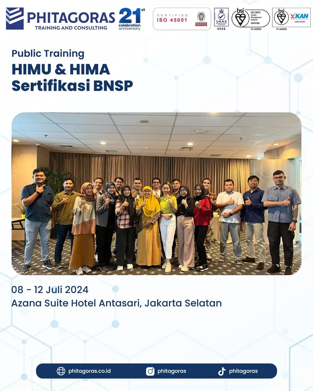 Public Training HIMU & HIMA Sertifikasi BNSP Tanggal 08 - 12 Juli 2024