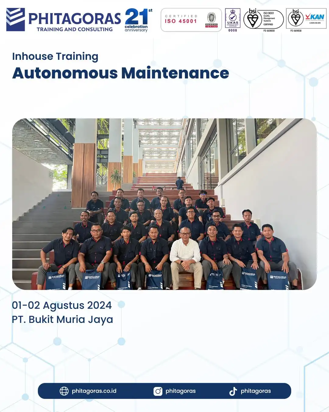 Inhouse Training Autonomous Maintenance - PT. Bukit Muria Jaya Tanggal 01-02 Agustus 2024