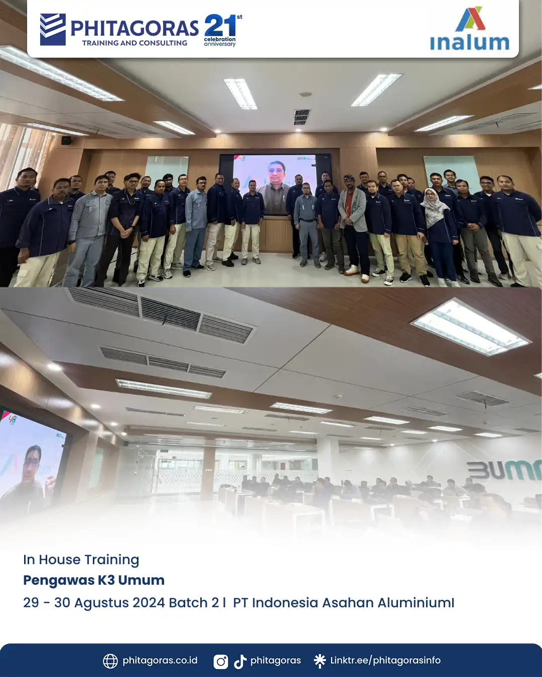 Inhouse Training Pengawas K3 Umum - PT Indonesia Asahan Aluminium Batch 2 Tanggal 29 - 30 Agustus 2024