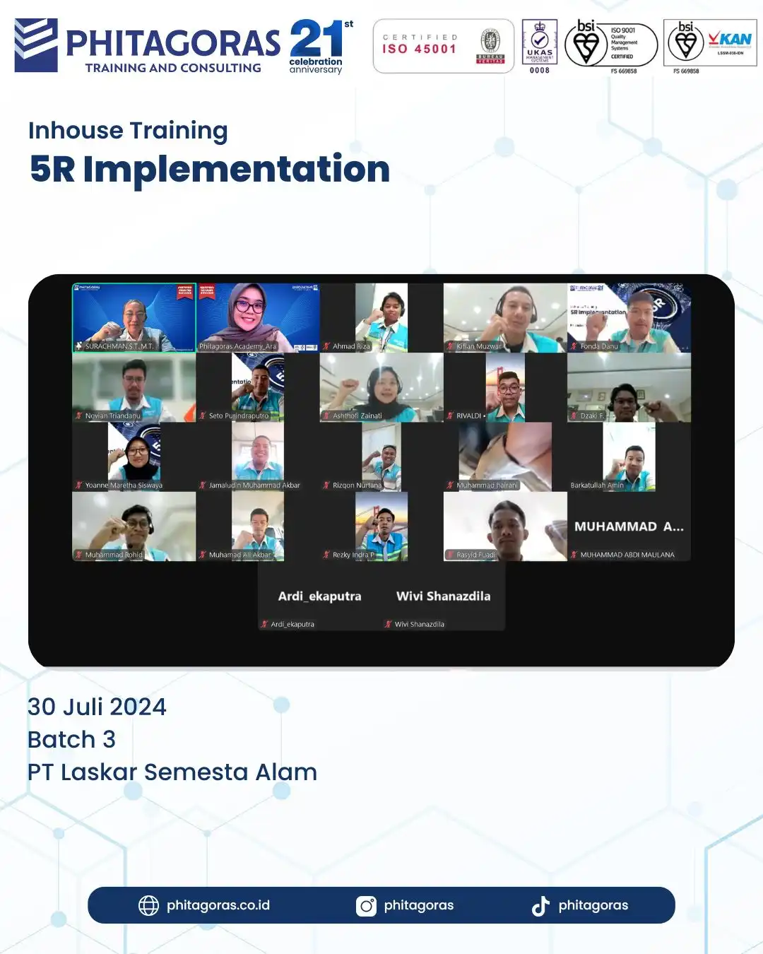 Inhouse Training 5R Implementation - PT Laskar Semesta Alam Batch 3 Tanggal 30 Juli 2024