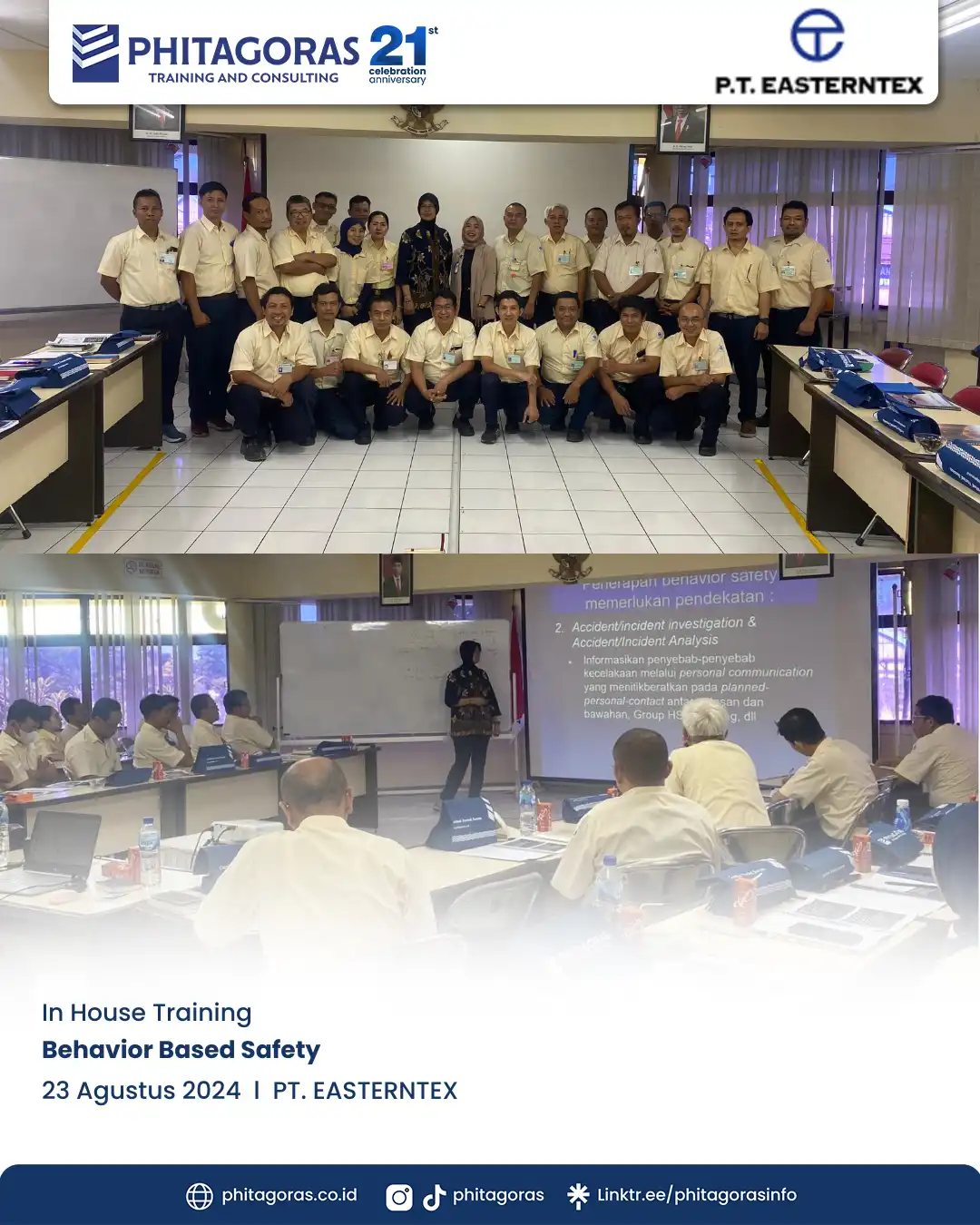 Inhouse Training Behavior Based Safety - PT. EASTERNTEX Tanggal 23 Agustus 2024