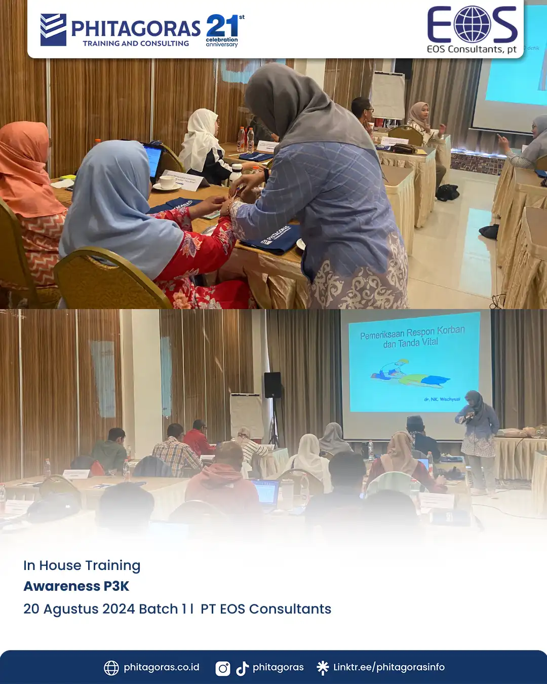 Inhouse Training Awareness P3K - PT EOS Consultants Batch 1 Tanggal 20 Agustus 2024