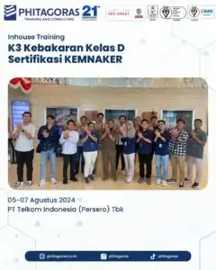 Inhouse Training K3 Kebakaran Kelas D Sertifikasi KEMNAKER - PT Telkom Indonesia (Persero) Tbk Tanggal 05-07 Agustus 2024