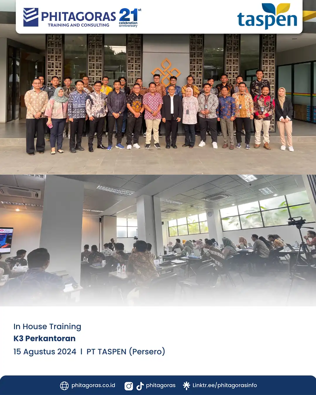 Inhouse Training K3 Perkantoran - PT TASPEN (Persero) Tanggal 15 Agustus 2024