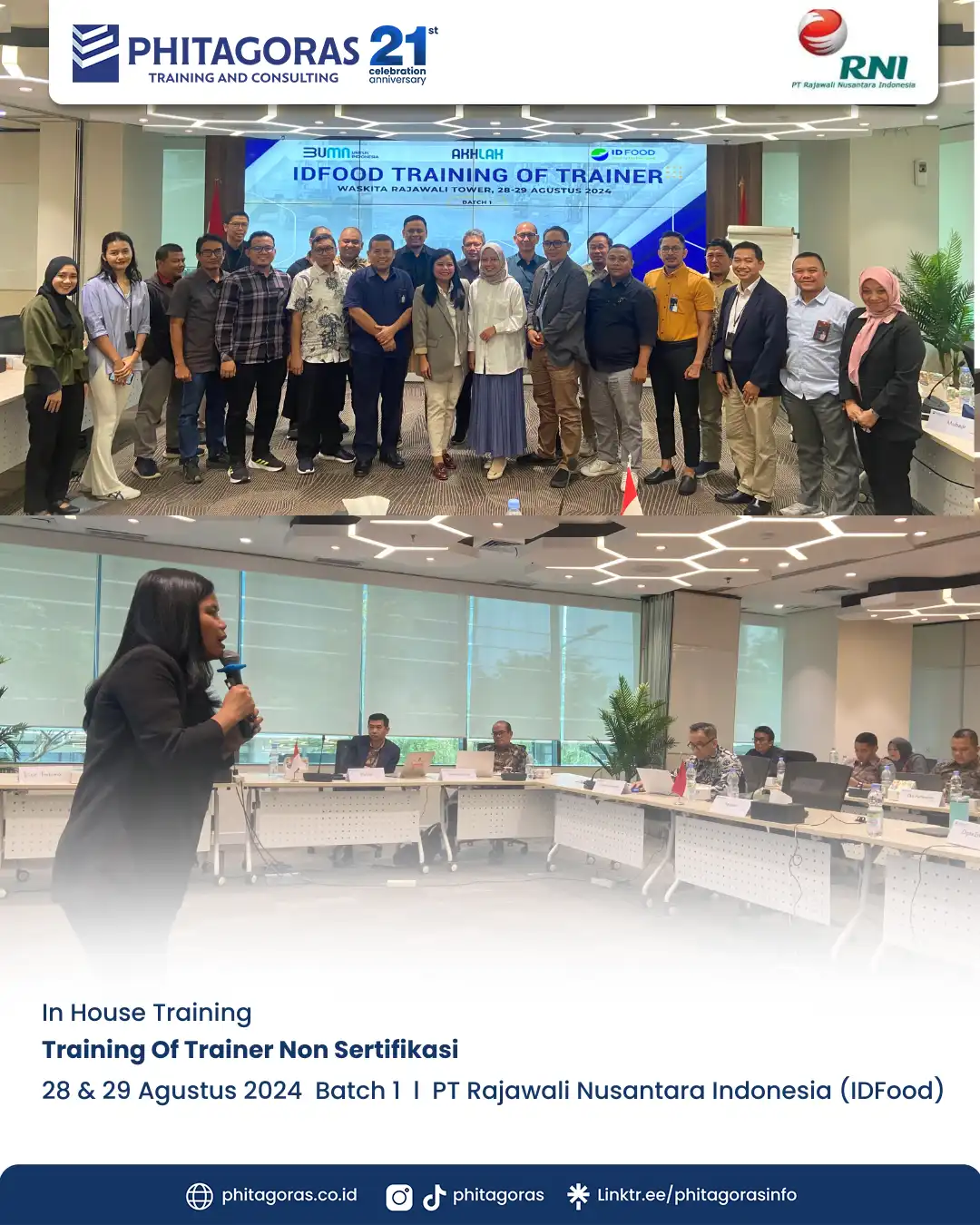 Inhouse Training Of Trainer Non Sertifikasi - PT Rajawali Nusantara Indonesia (IDFood) Batch 1