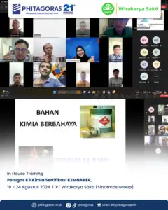 Inhouse Training Petugas K3 Kimia Sertifikasi KEMNAKER - PT Wirakarya Sakti (Sinarmas Group) Tanggal 19 - 24 Agustus 2024