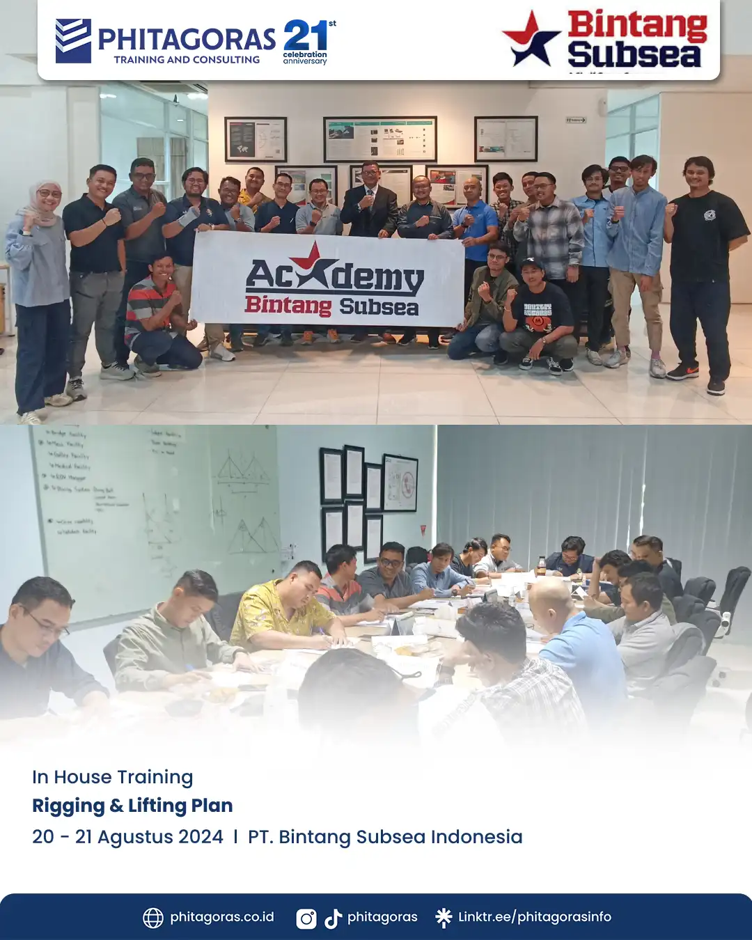 Inhouse Training Rigging & Lifting Plan - PT. Bintang Subsea Indonesia Tanggal 20 - 21 Agustus 2024
