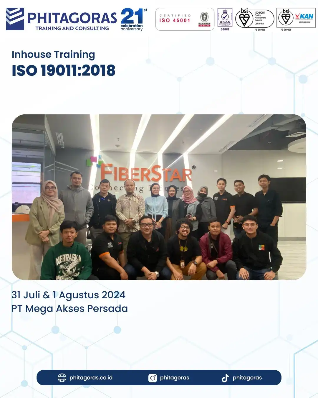 Inhouse Training ISO 19011:2018 - PT Mega Akses Persada Tanggal 31 Juli & 1 Agustus 2024
