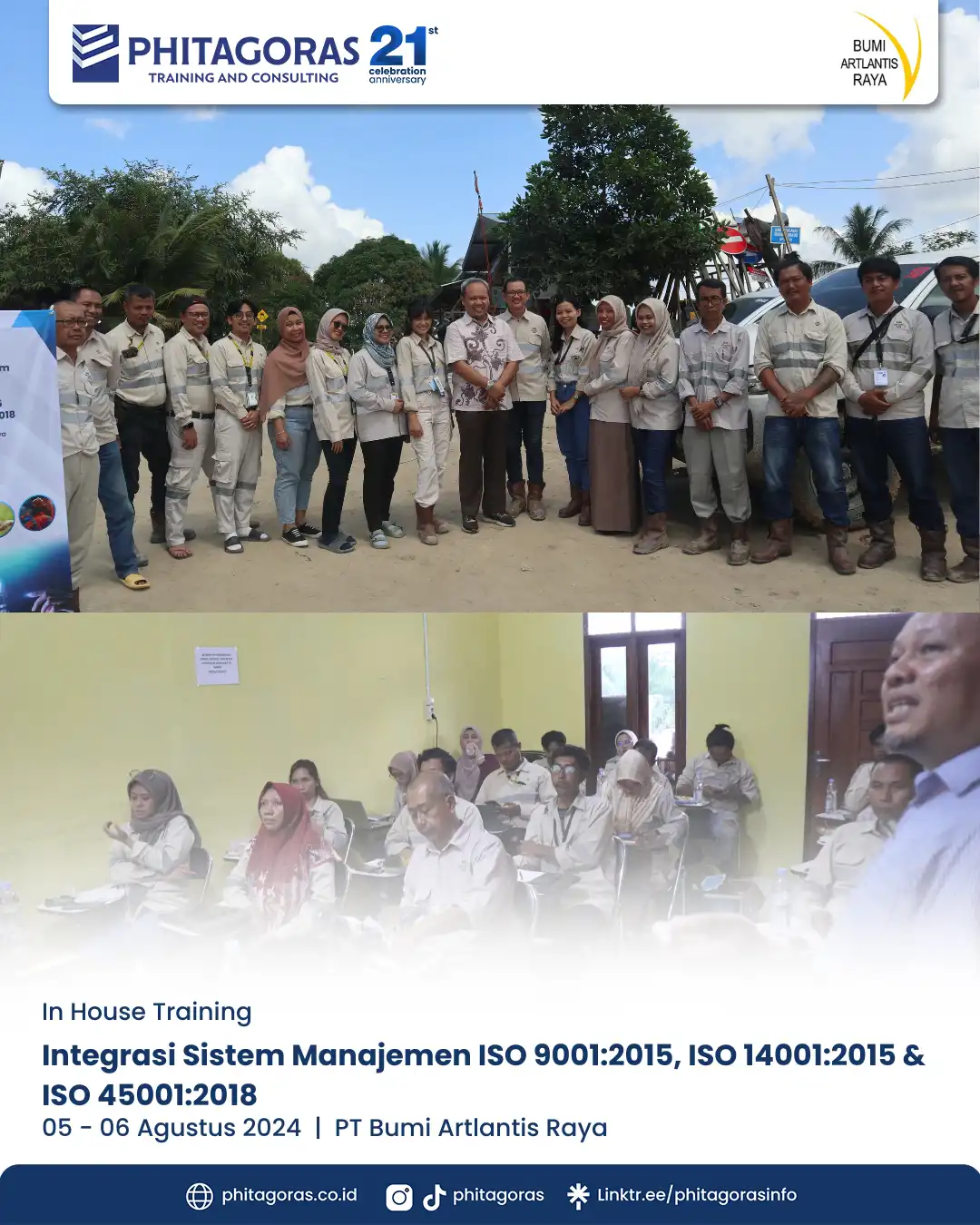 Consultancy Internal Audit Integrasi Sistem Manajemen ISO 9001:2015, ISO 14001:2015 & ISO 45001:2018 Berdasarkan ISO 19011:2018 - PT Bumi Artlantis Raya