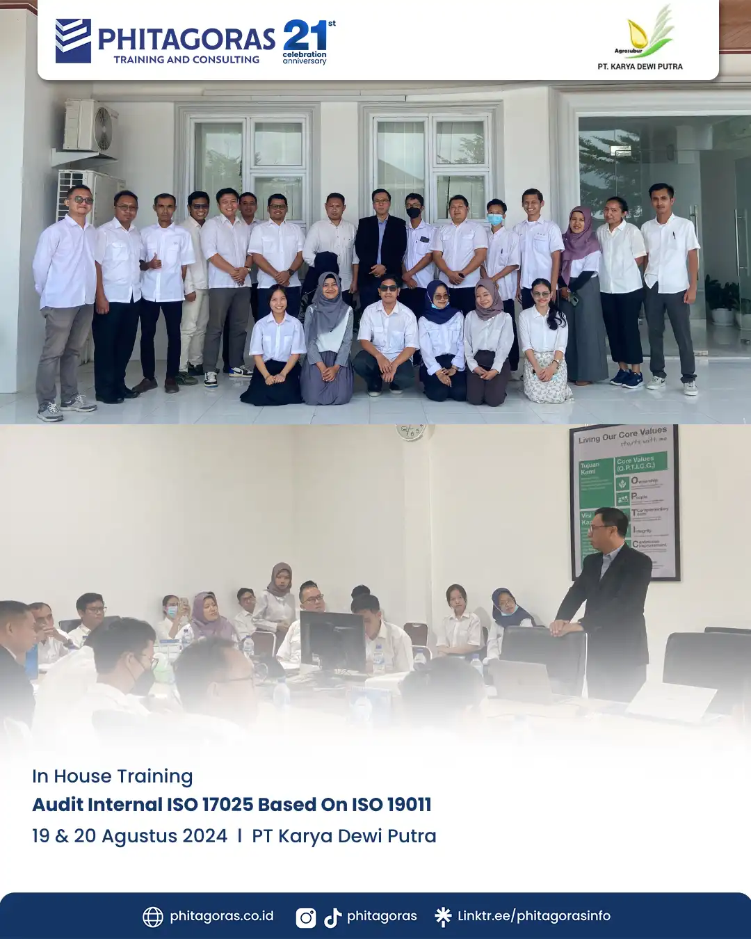 Inhouse Training Audit Internal ISO 17025 Based On ISO 19011 - PT Karya Dewi Putra Tanggal 19 & 20 Agustus 2024