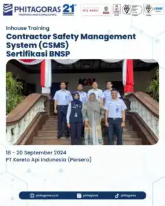 Contractor Safety Management System (CSMS) Sertifikasi BNSP, PT Kereta Api Indonesia (Persero) at Bandung.