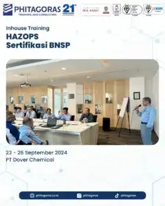 Inhouse Training HAZOPS Sertifikasi BNSP - PT Dover Chemical Tanggal 23 - 26 September 2024
