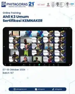 Public Training Ahli K3 Umum Sertifikasi KEMNAKER Batch 197 Tanggal 07-19 Oktober 2024