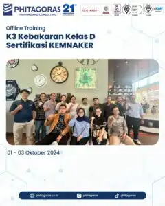 Public Training K3 Kebakaran Kelas D sertifikasi KEMNAKER Tanggal 1-3 Oktober 2024