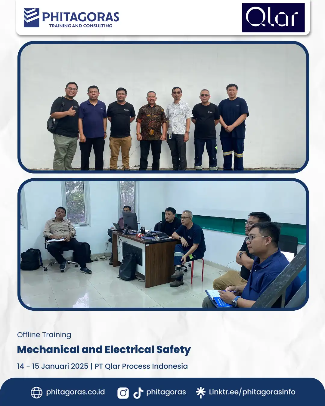 Inhouse Training Mechanical and Electrical Safety, PT Qlar Process Indonesia (14 - 15 Januari 2025)