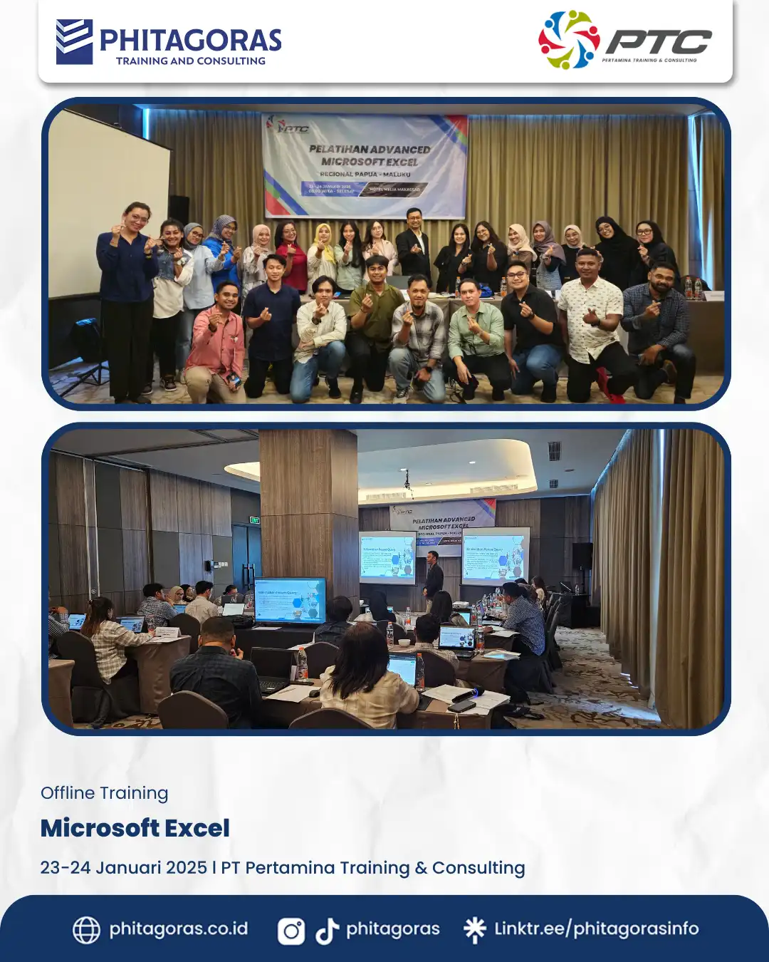 Inhouse Training Microsoft Excel, PT Pertamina Training and Consulting, 23-24 Januari 2025